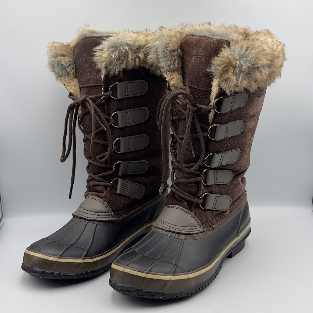 Northside Winter Boots Brown Suede Faux Fur Insulated Snow Boots 10 Waterproof
